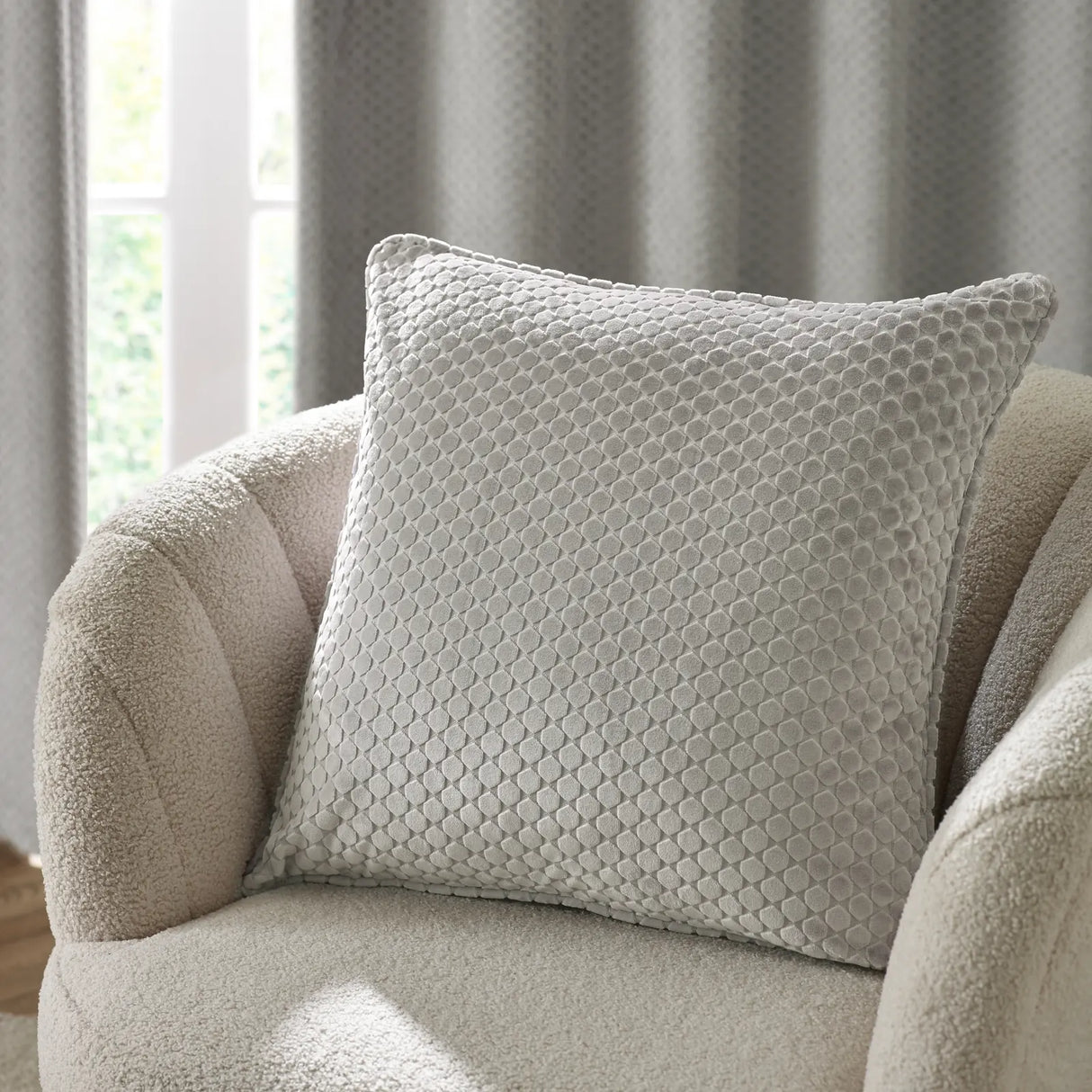 Neptune Velvet Cushion Cover Silver 50 x 50cm - image 1