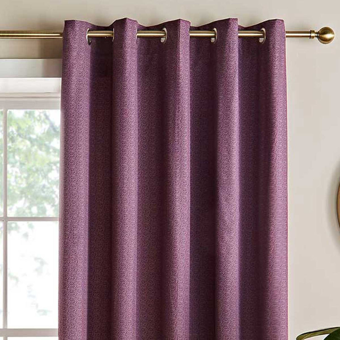 Catherine Lansfield Textured Plum Thermal Eyelet Curtains