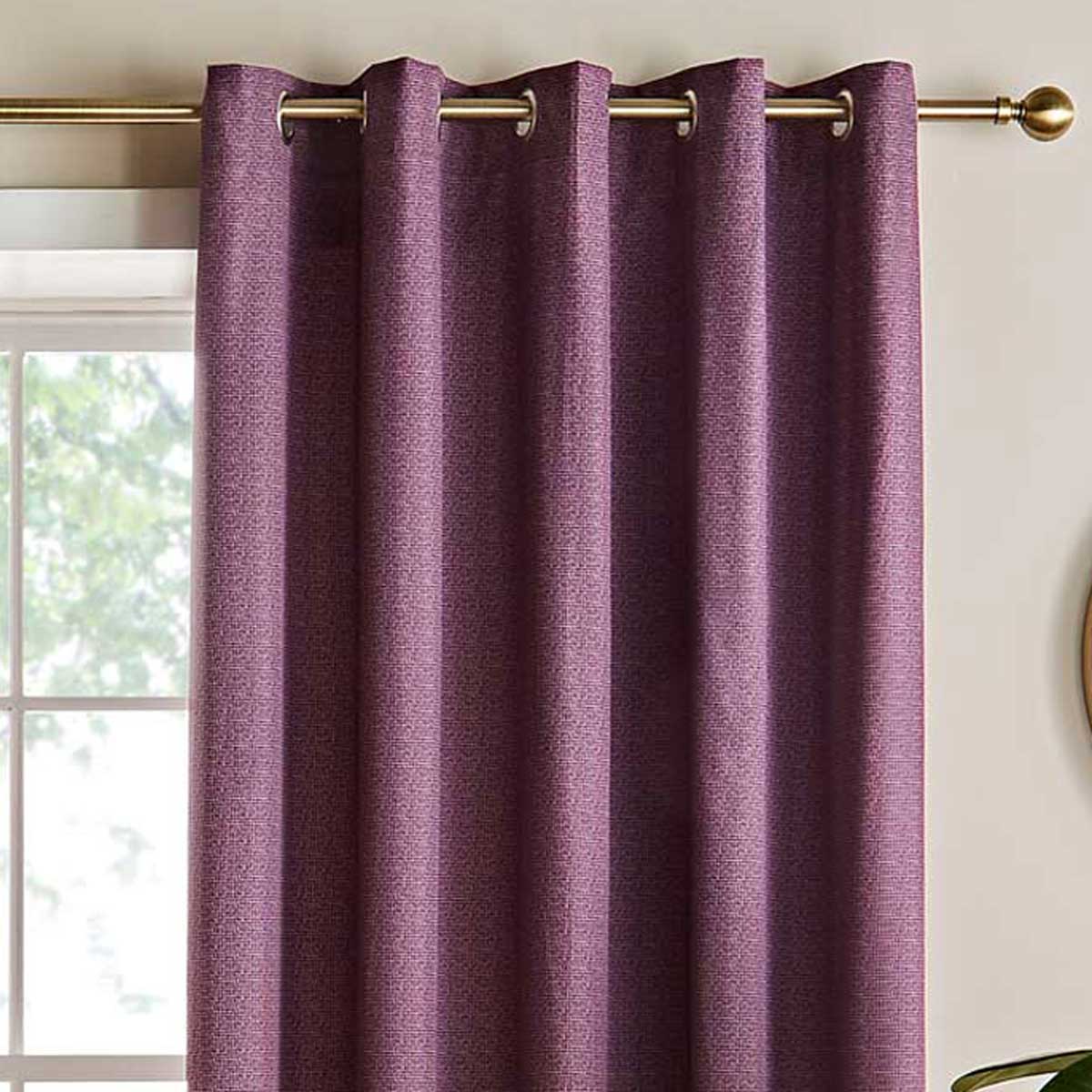 Textured Thermal Eyelet Curtains Plum by Catherine Lansfield