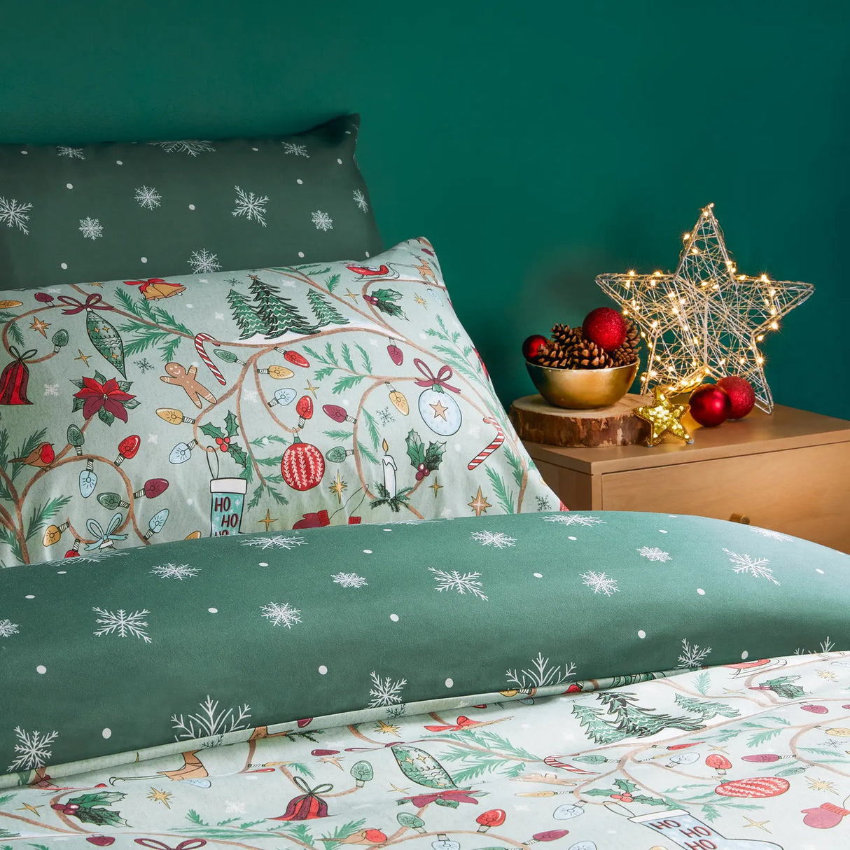 Noelle Soft Touch Reversible Duvet Cover Set Green - image 3
