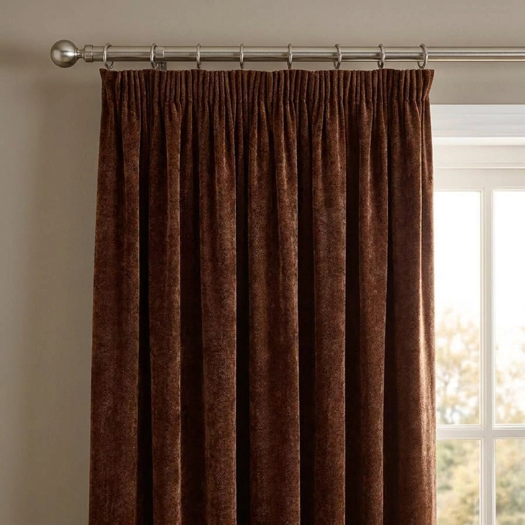 Heavy Chenille Lined Tape Top Pencil Pleat Curtains 26