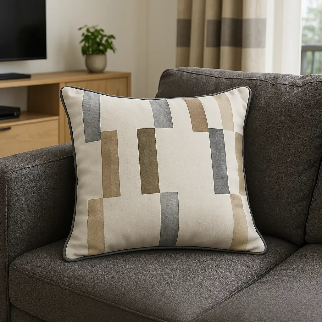 Fusion Oakland Beige Cotton Cushion Cover 43cm x 43cm (17")