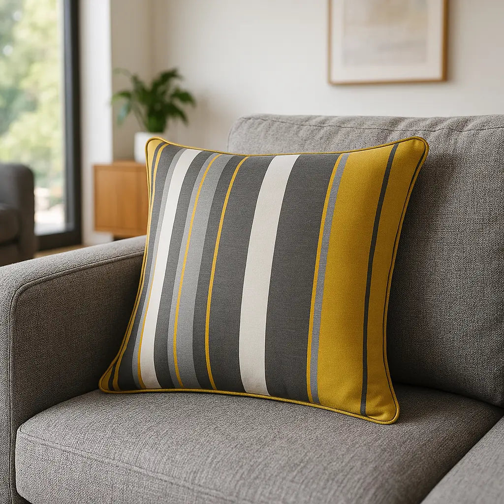 Whitworth Stripe 100% Cotton Cushion Cover 43cm x 43cm - Ochre