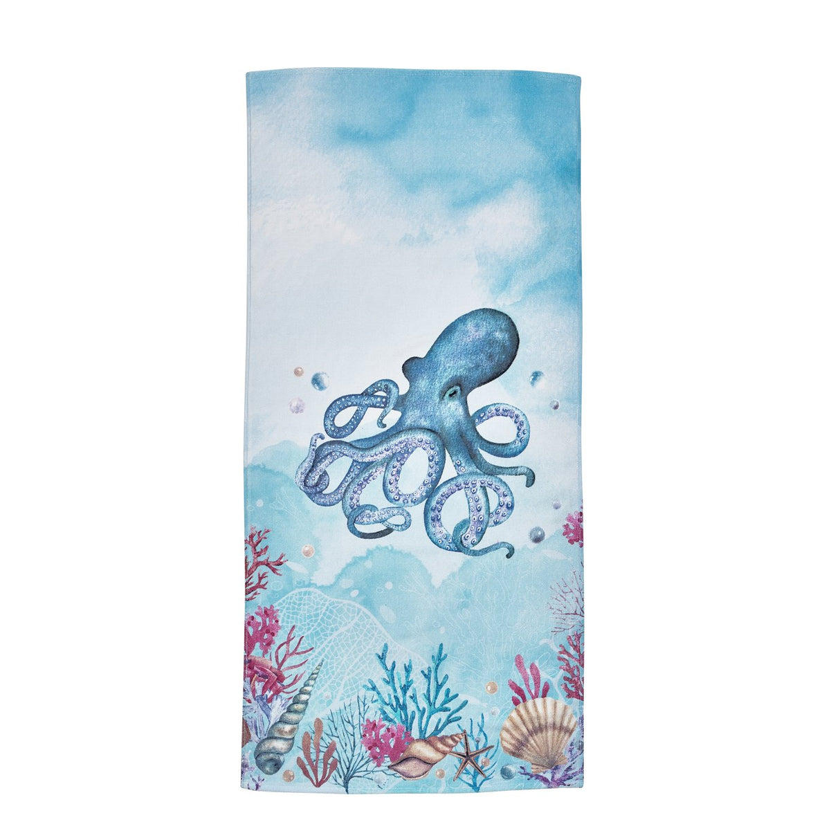 Catherine Lansfield Octopus 76x160cm Cotton Beach Towel Blue