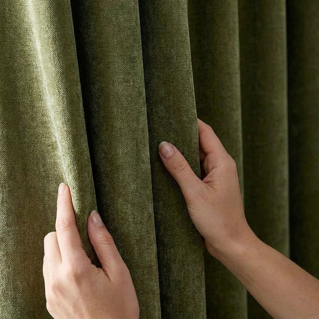 Heavy Chenille Lined Tape Top Pencil Pleat Curtains 3