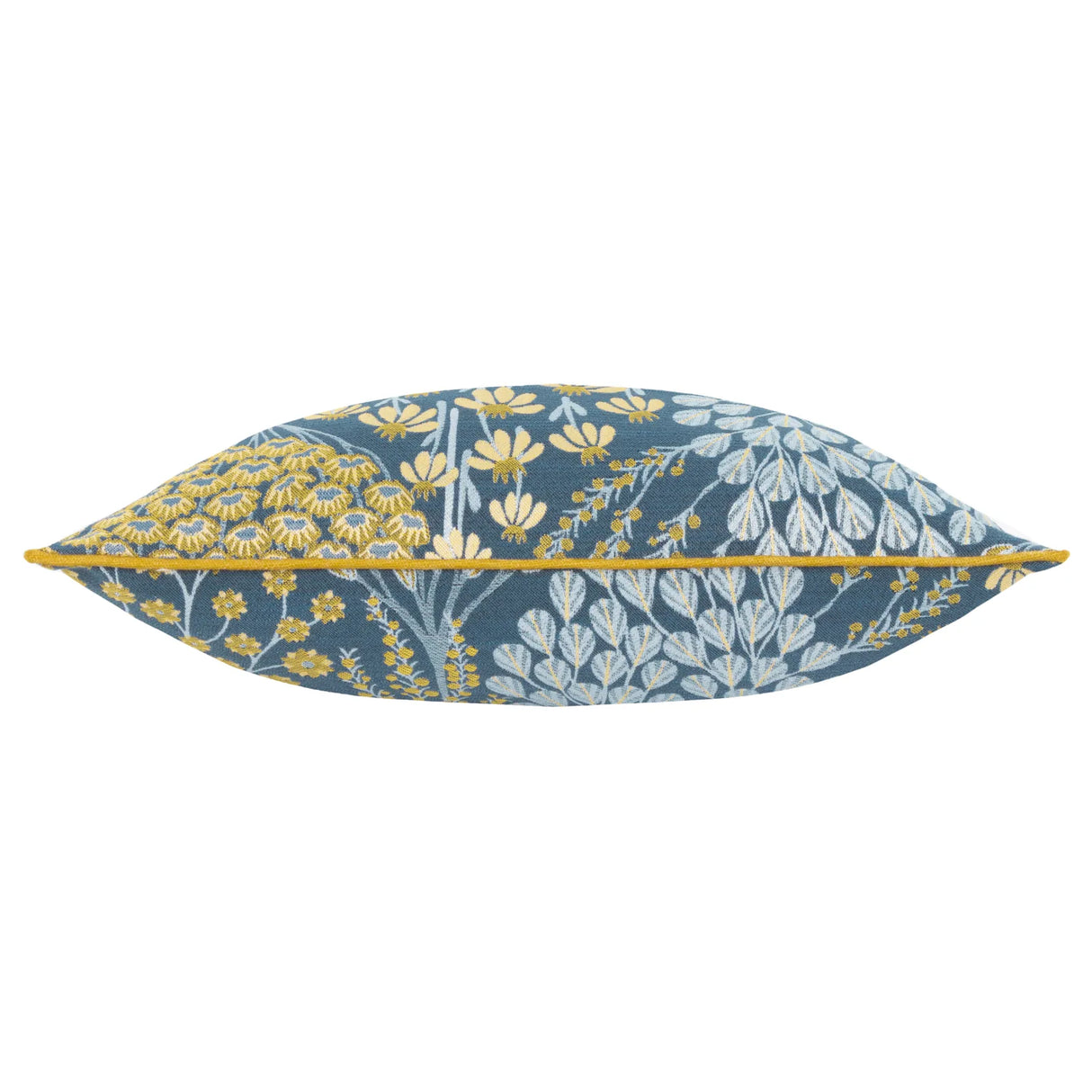 Ophelia Floral Jacquard Cushion Cover Blue/Saffron 50 x 50cm - image 3
