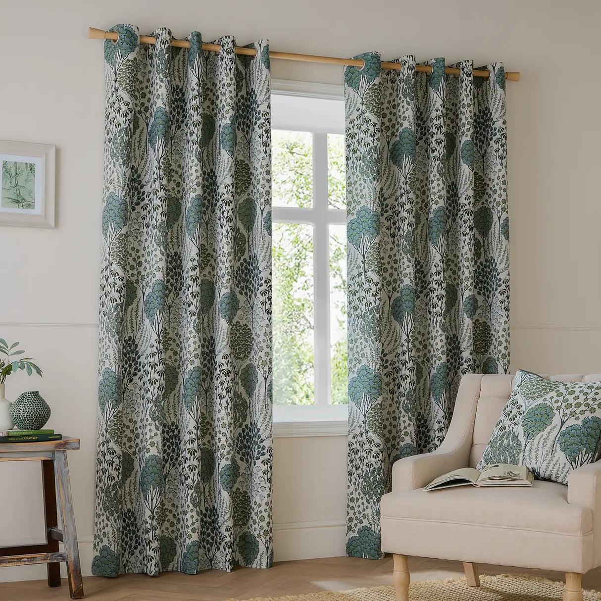 Ophelia Floral Jacquard Cushion Cover Thyme/Mineral 50 x 50cm - image 6