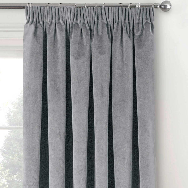 Oxford Velvet Blackout Tape Top Curtains Grey - Ideal