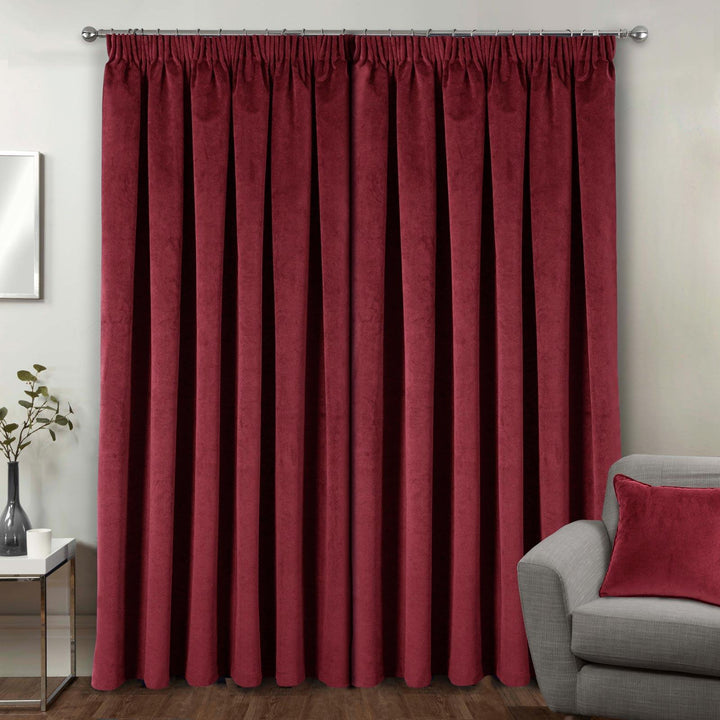 Oxford Velvet Blackout Tape Top Curtains Red - Ideal