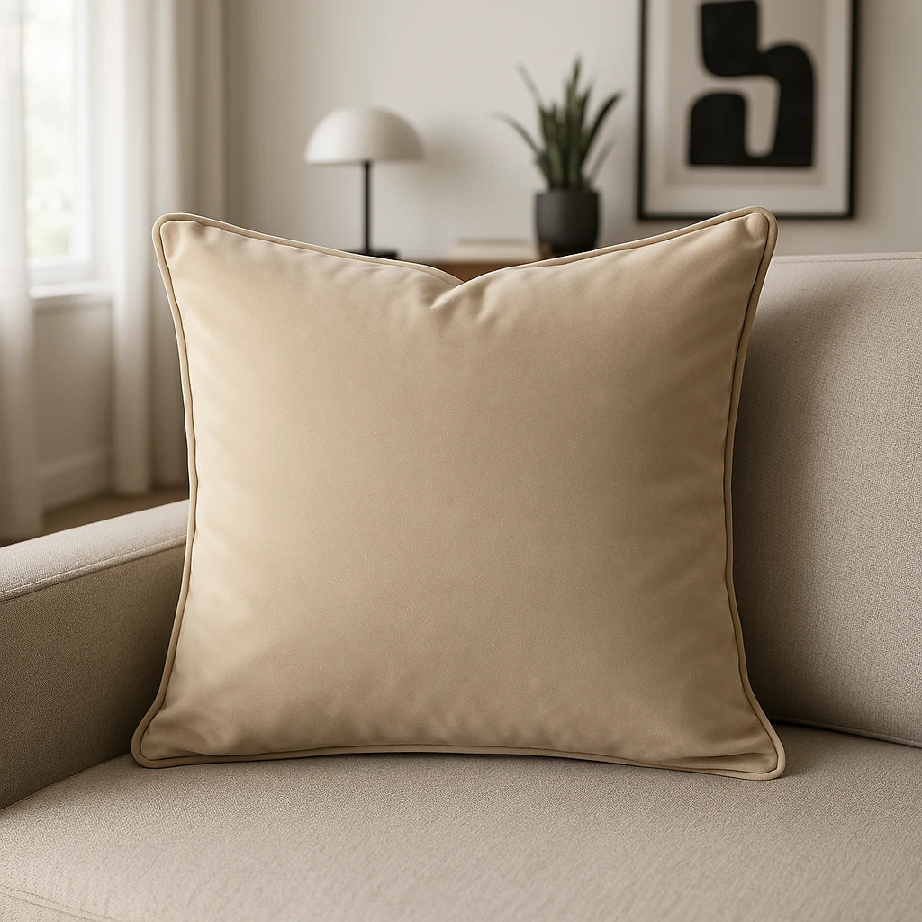 Oxford Velvet Cushion Cover Cream 22" x 22" (55cm x 55cm) by Enhanced Living