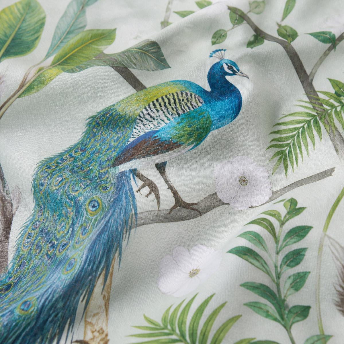 Macro close-up of the smooth fresh green Peacock Jungle polycotton fabric