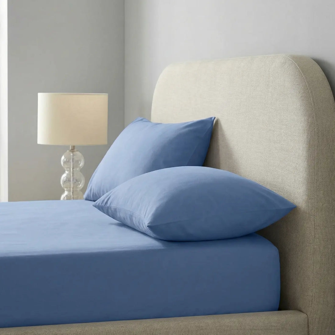 Percale 180 Thread Count Extra Deep Blue Fitted Sheet 40cm Deep