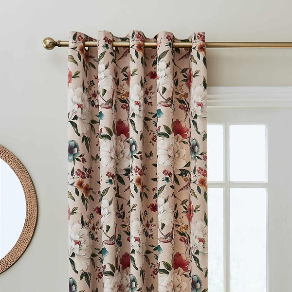 Pippa Floral Birds Eyelet Curtains - Ideal