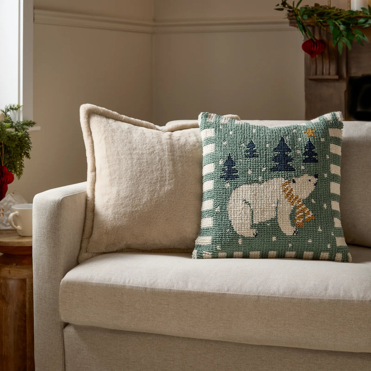 Polar Bear Tufted Cushion Cover Frosty Blue 45 x 45cm - image 6