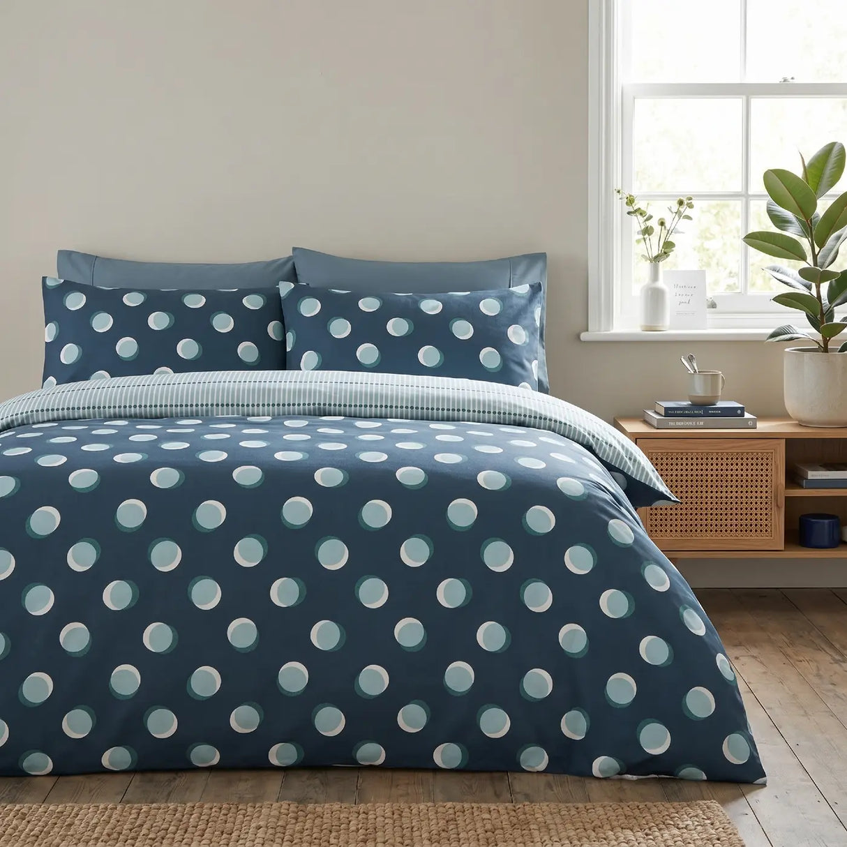 Polka Spot Polycotton Duvet Cover Set - Blue