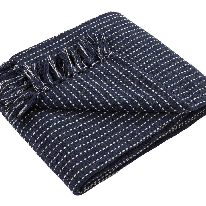 Quinn Recycled Cotton Throw Navy - Ideal