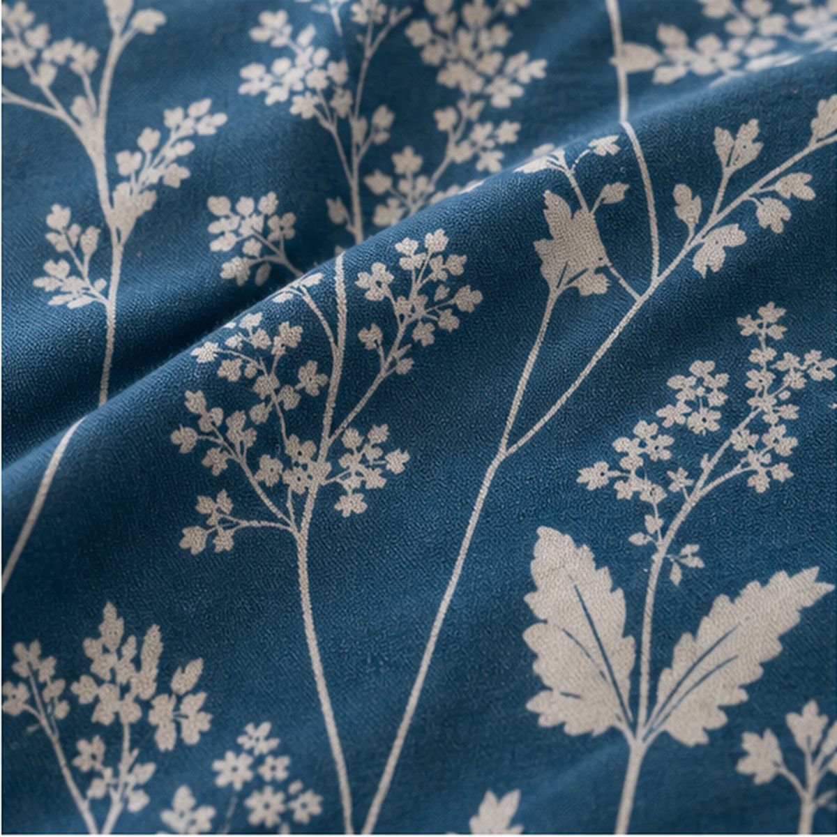 Macro close-up of the blue fabric on the Rohan 100% Cotton Duvet Cover Set