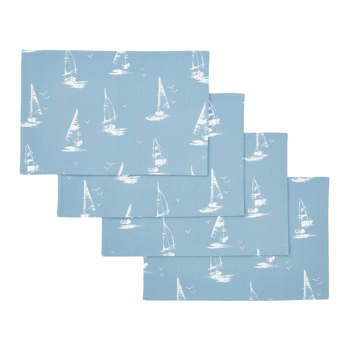 Catherine Lansfield Salcombe Boats Cotton 30x46cm Dining Placemat 4 Pack Blue