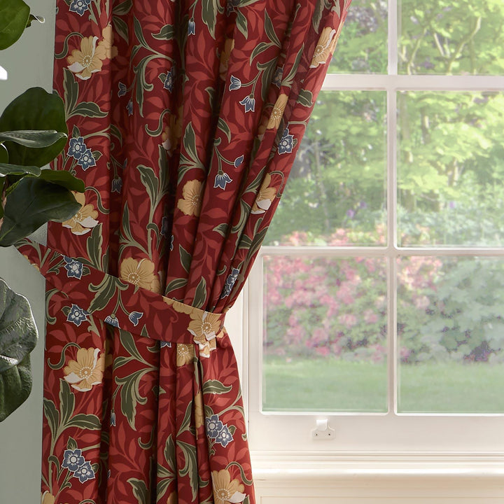 Sandringham Tape Top Curtains Red - Ideal
