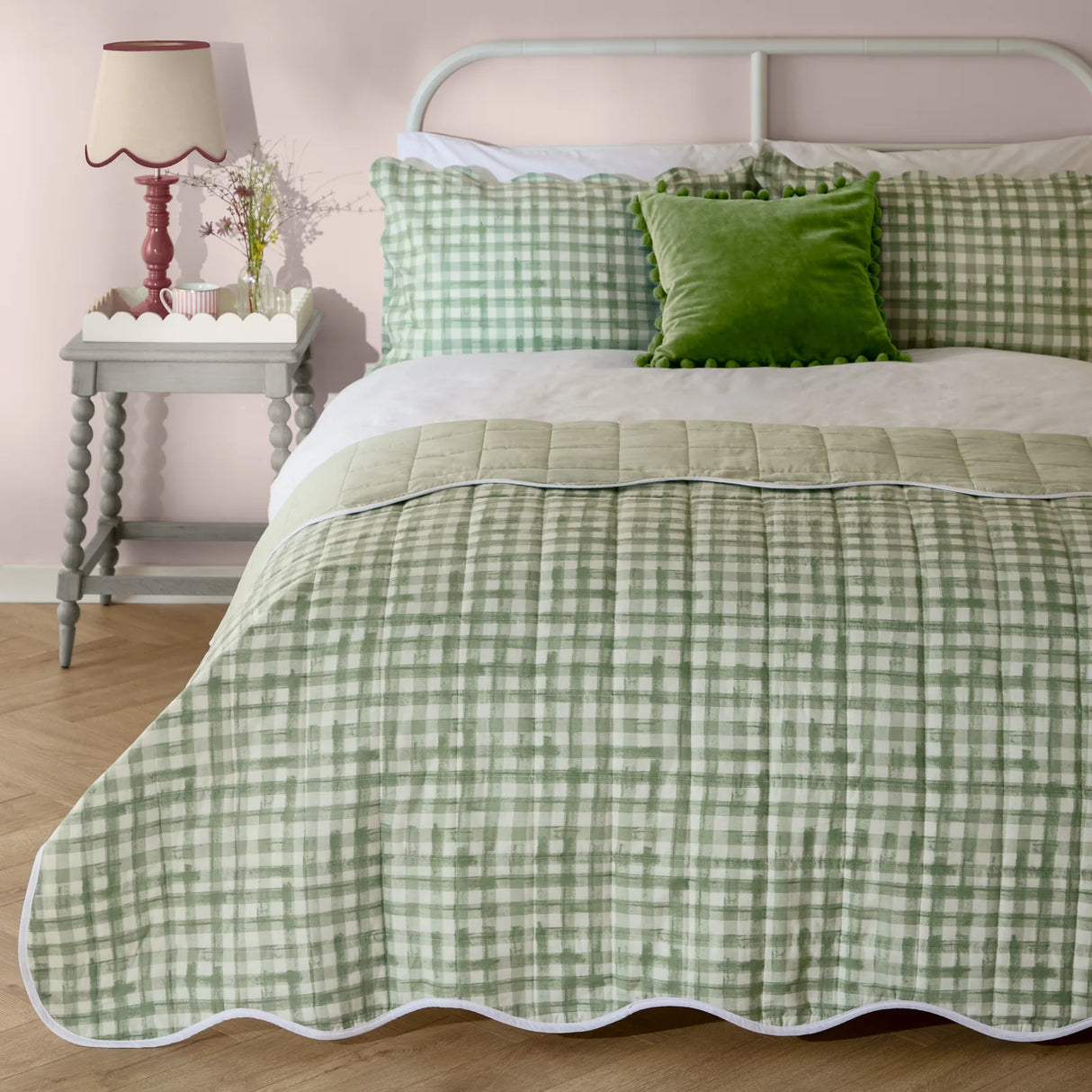 Scallop Quilted Bedspread Sage - image 1