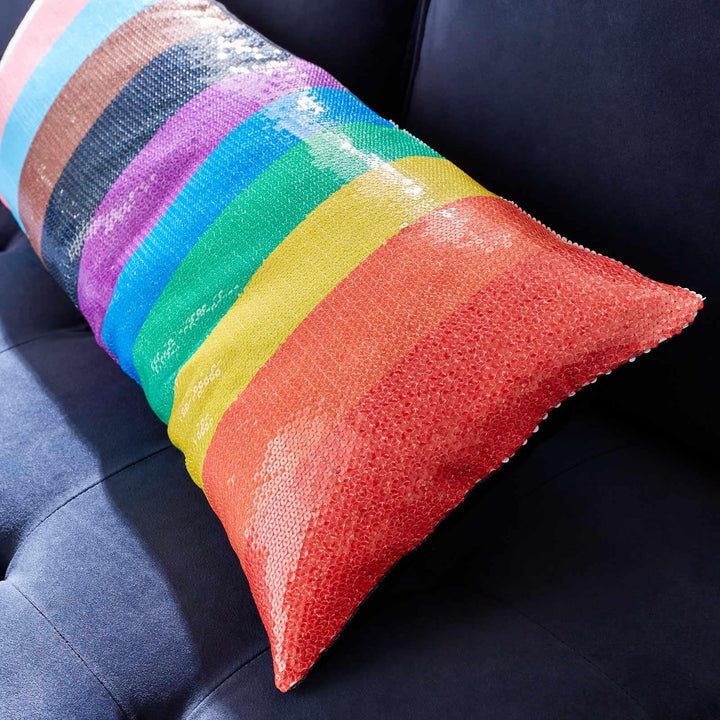 Sequin Rainbow Multicolour Cushion - Ideal
