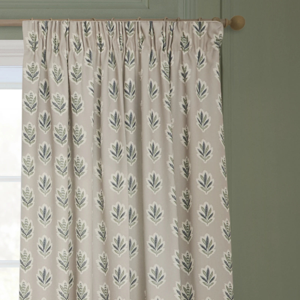 Sessile Leaf Flax Pencil Pleat Curtains - additional product view 2