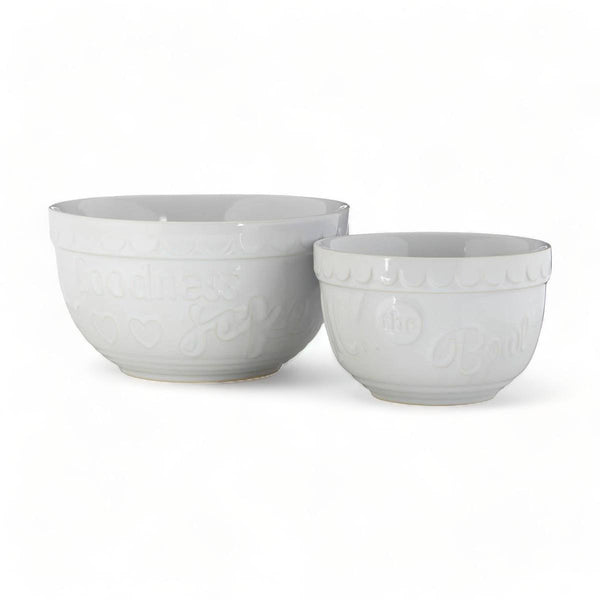 Set of 2 White Ceramic Mixing Bowls - Ideal