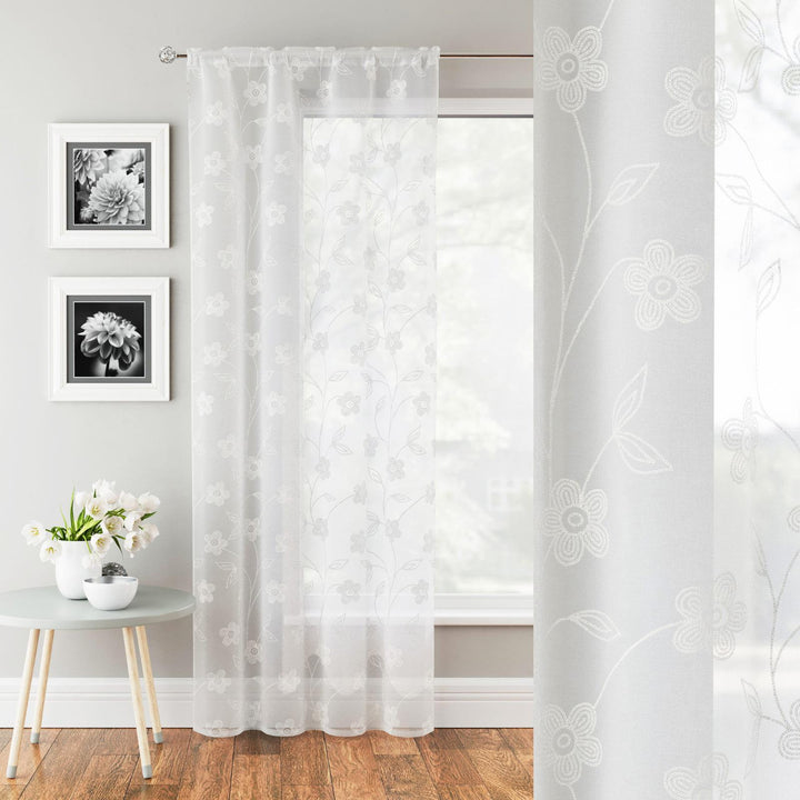 Sienna Voile Curtain Panel White - Ideal