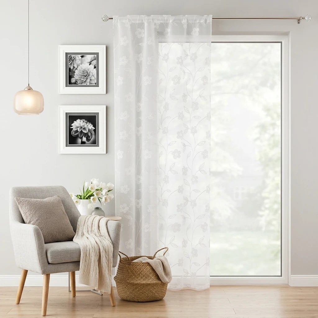 Sienna White Voile Curtains Panel