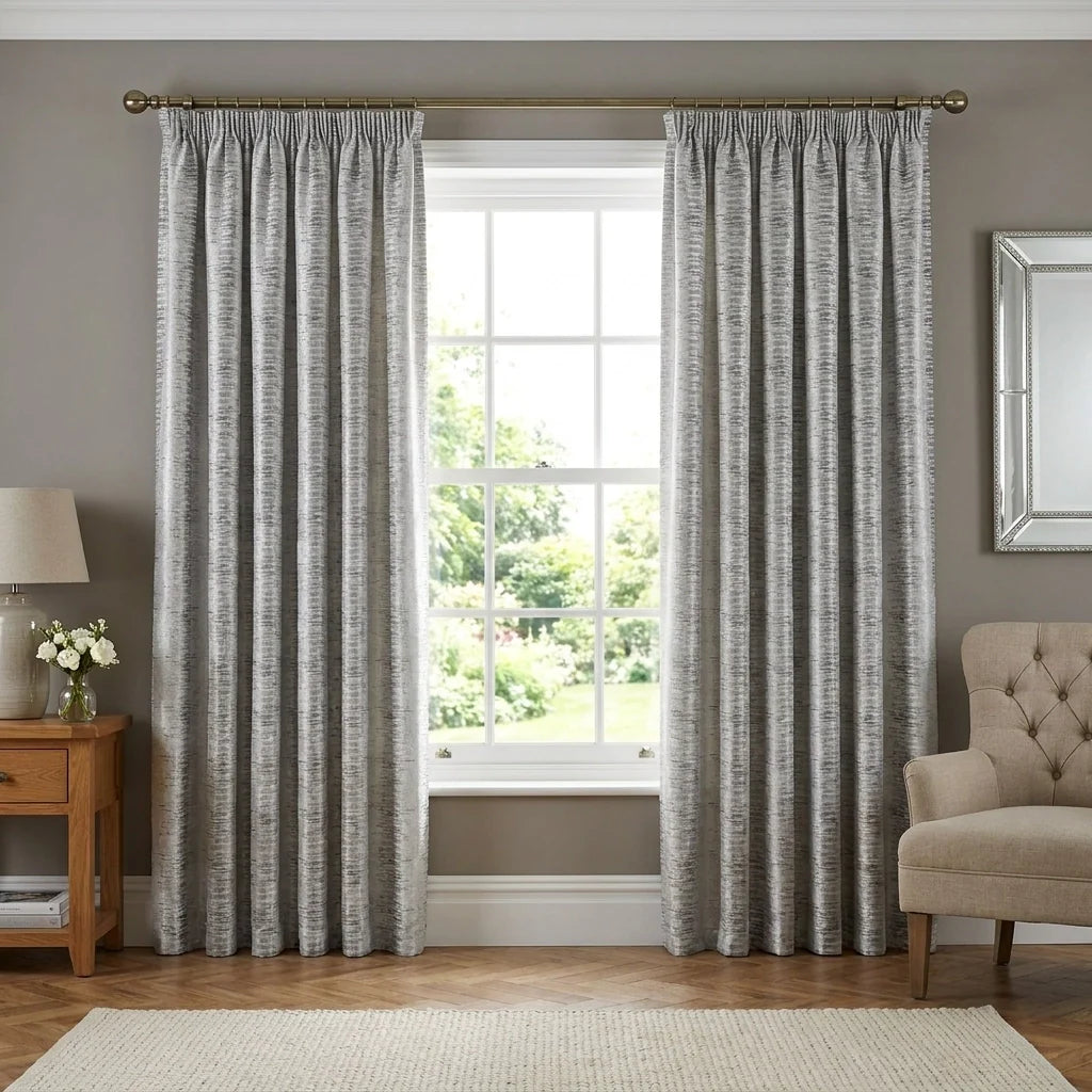 Reflections Jacquard Lined Silver Tape Top Curtains