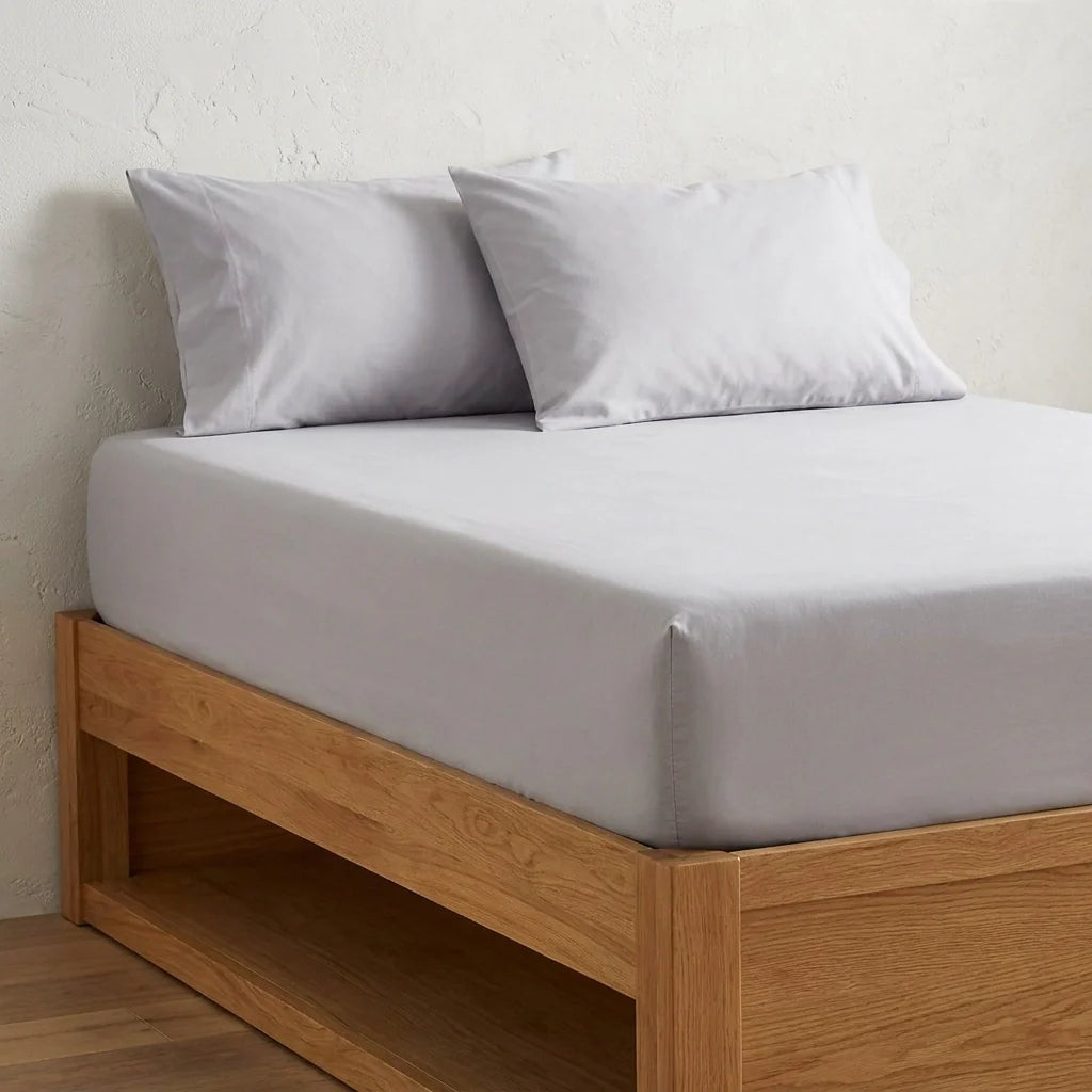 Plain Dye 32cm Extra Deep Fitted Bed Sheet - Silver