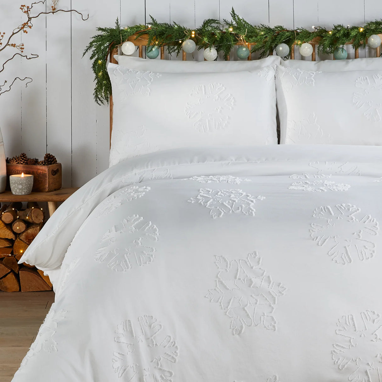 Snow Crystal Tufted Soft Touch Duvet Cover Set White - image 4
