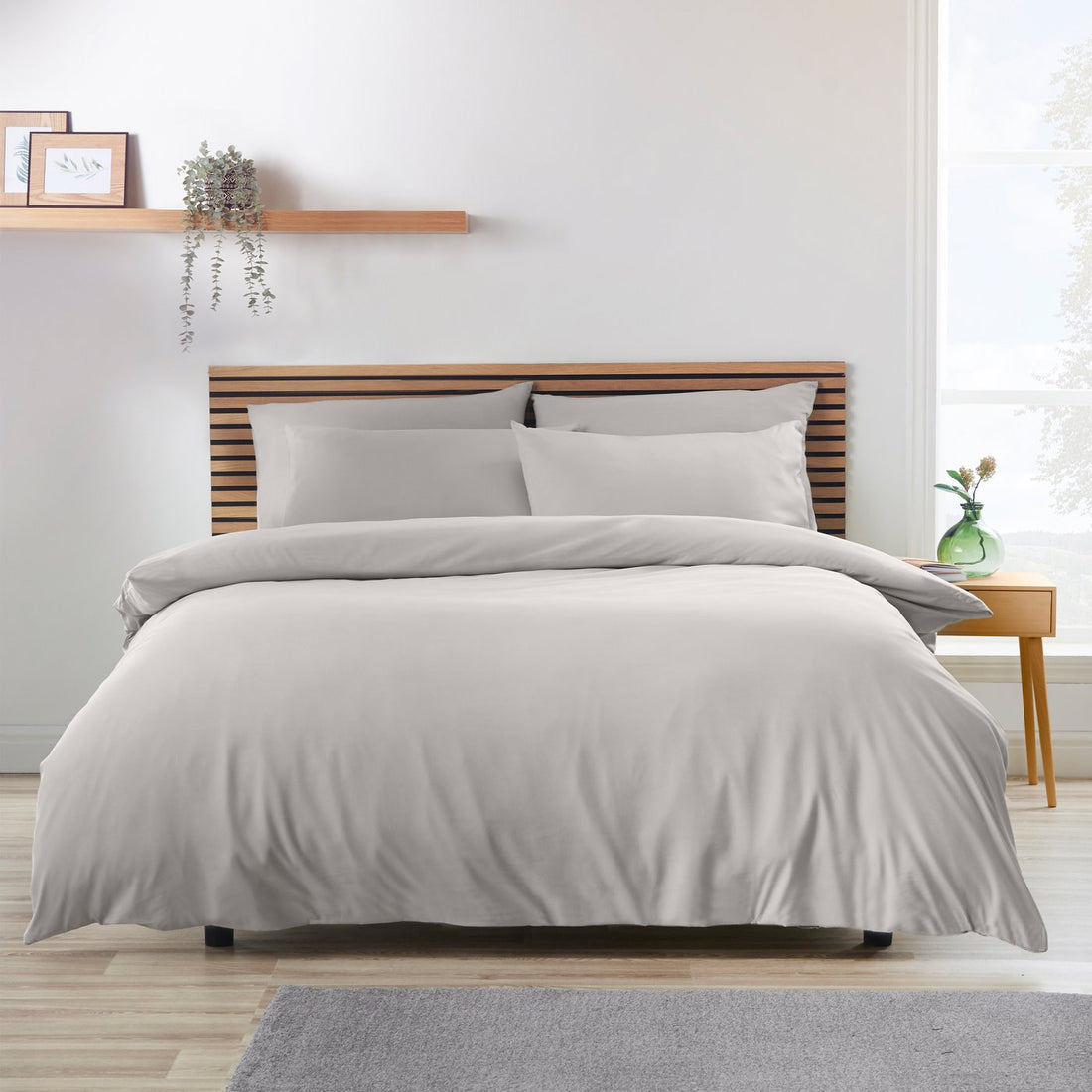 Catherine Lansfield So Soft Non Iron Grey Duvet Cover Bedding Set