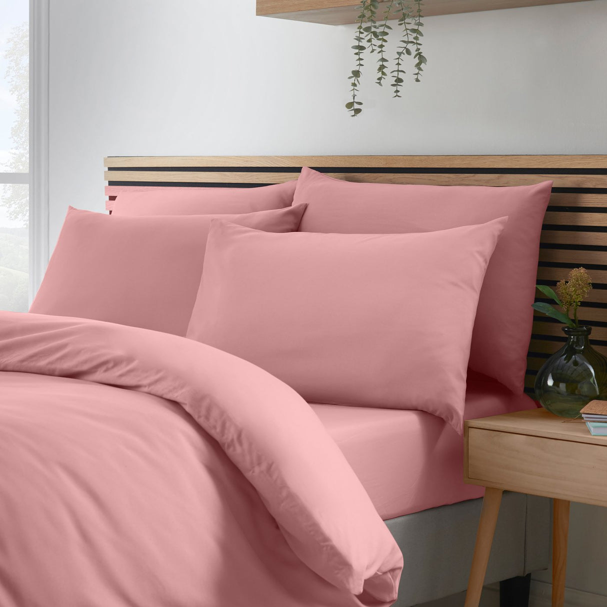 Catherine Lansfield So Soft Non-Iron Duvet Cover Set with Pillowcase Coral
