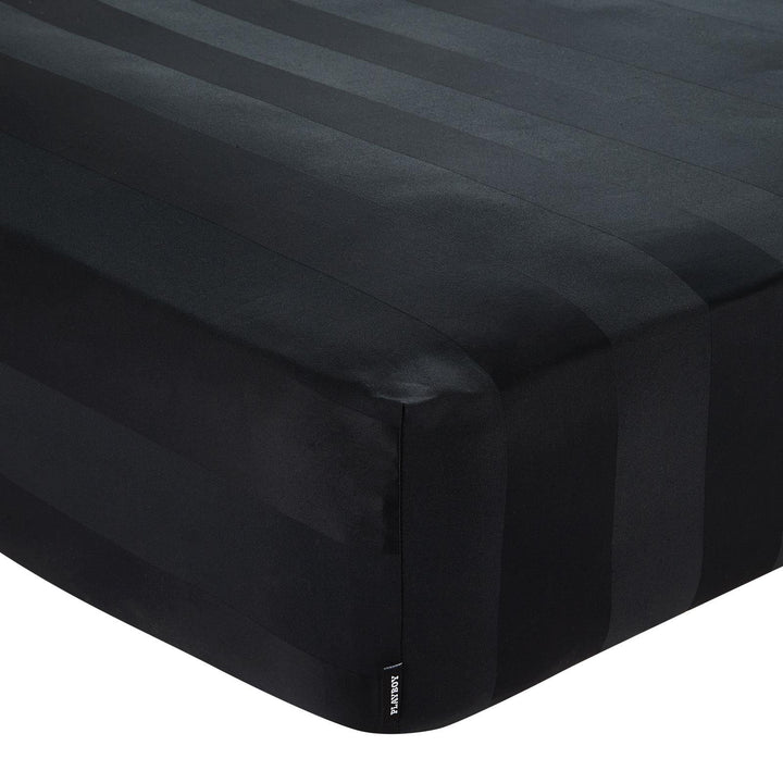 Soft Satin Stripe Black Fitted Sheet - Ideal