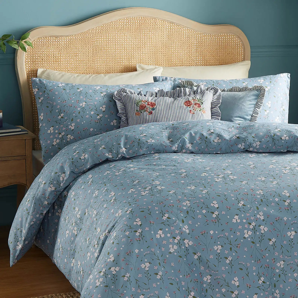 Solene Ruffle Velvet Blue Cushion Cover or Filled Cushion 45cm x 45cm - additional product view 5