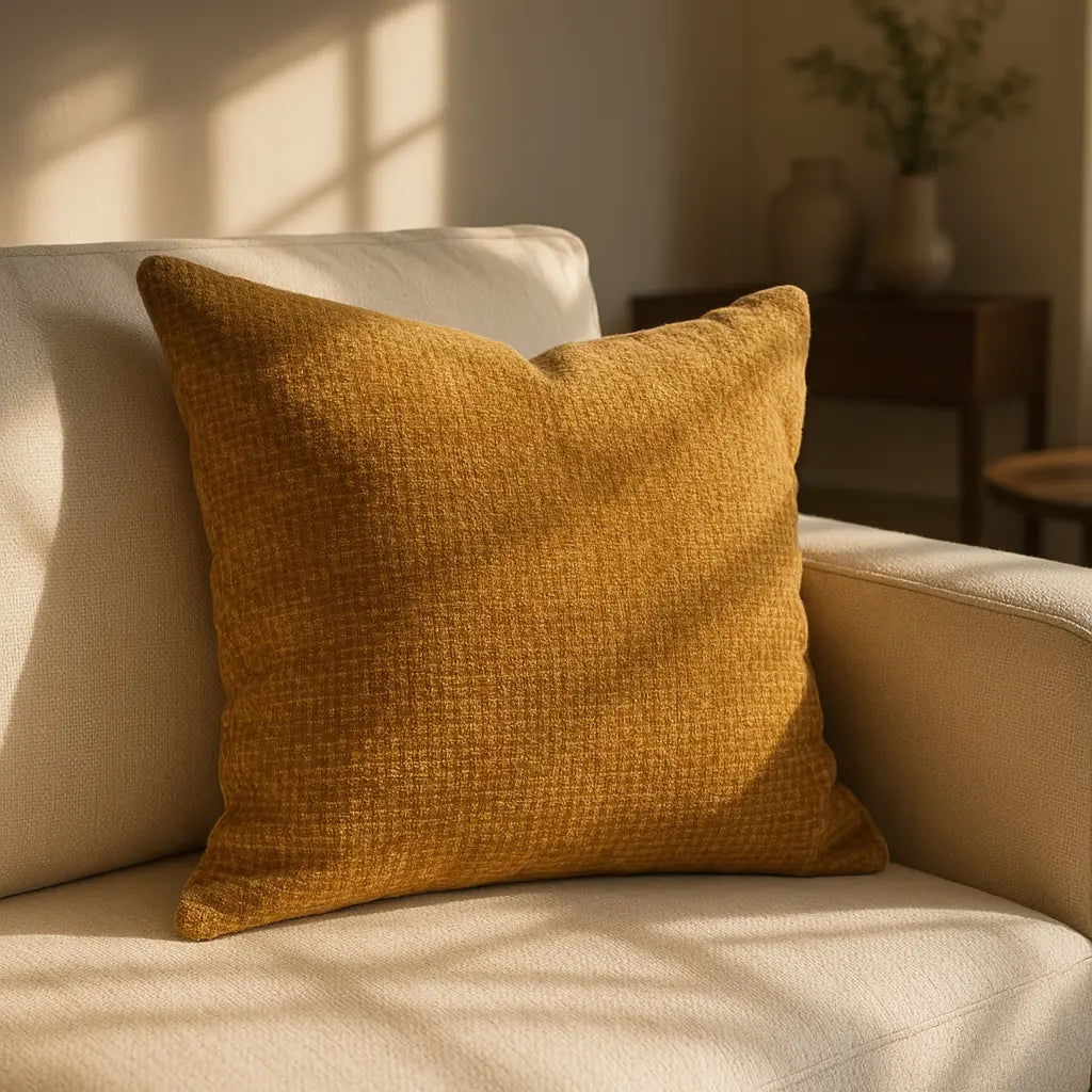 Somerset Chenille Gold Cushion Cover and Filled Cushion 45cm x 45cm