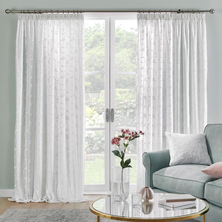Sophia Jacquard Lined Voile Curtains - Ideal