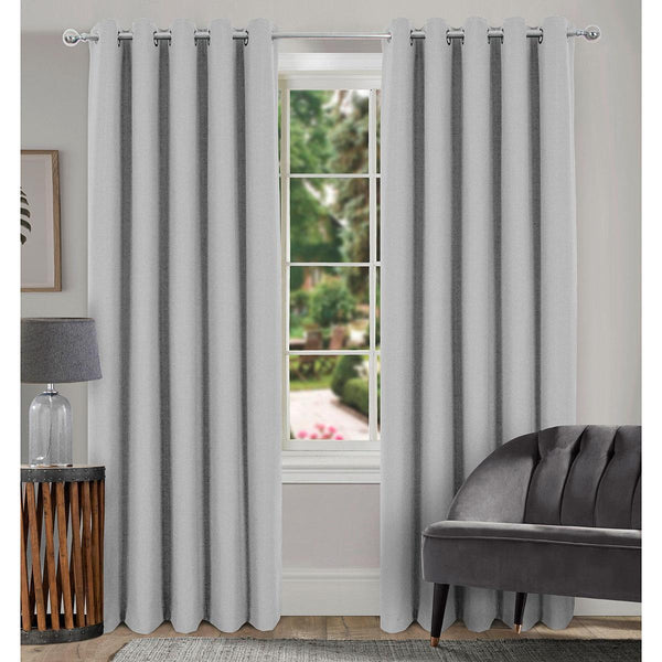 Spencer Faux Wool Lined Blackout Curtain 65x54" (165x137cm) Pale Grey - Ideal