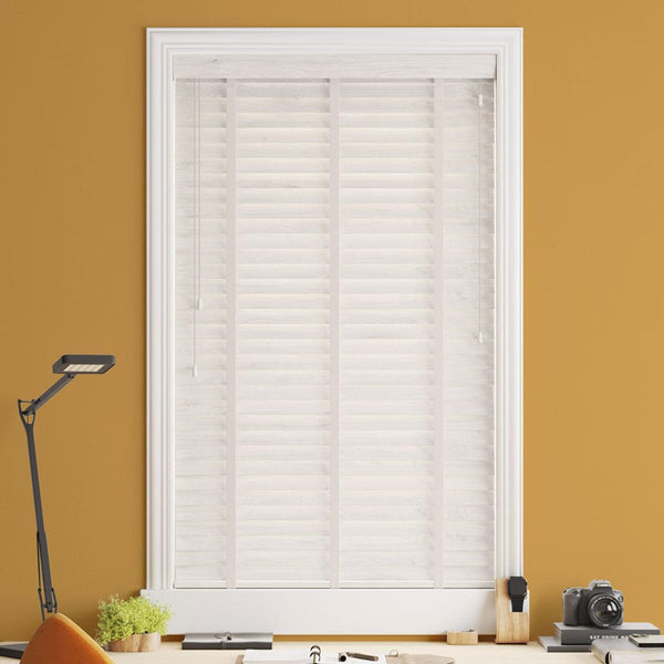 Starwood Faux Wood Allura Oak Made to Measure Venetian Blind with Arctic Tapes - Ideal