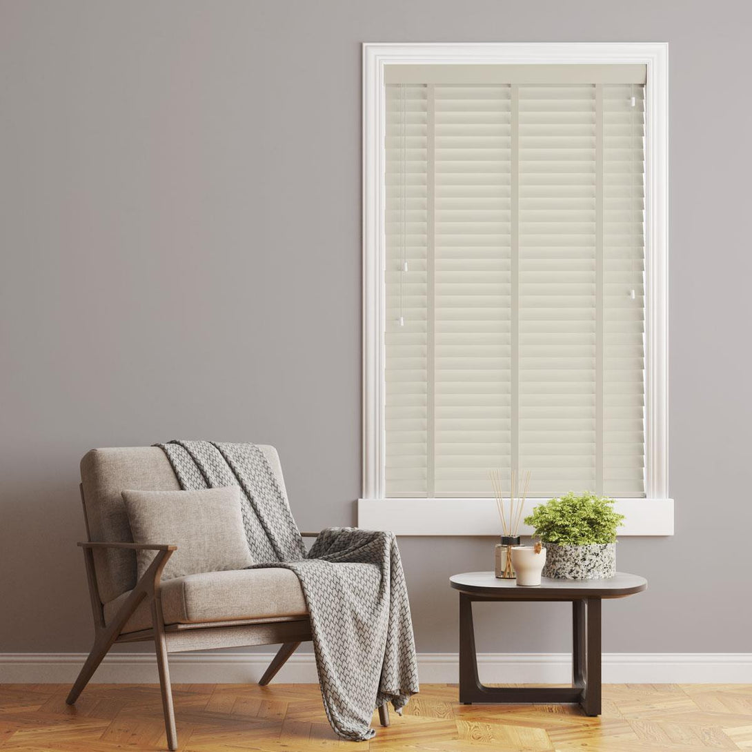 Sunwood Wood Gloss Creme Made to Measure Venetian Blind with Barley Tapes - Ideal
