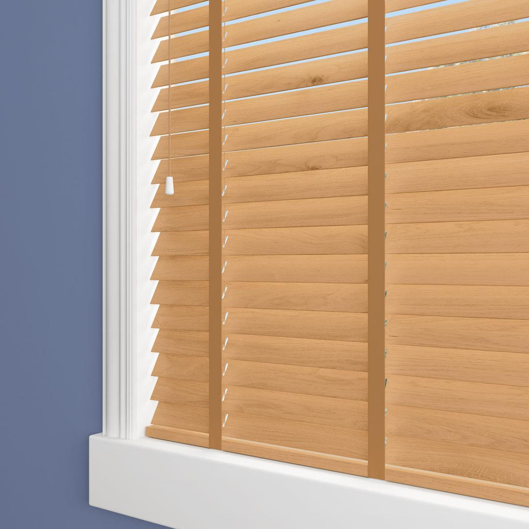 Sunwood Wood Honey Made to Measure Venetian Blind with Toffee Tapes - Ideal