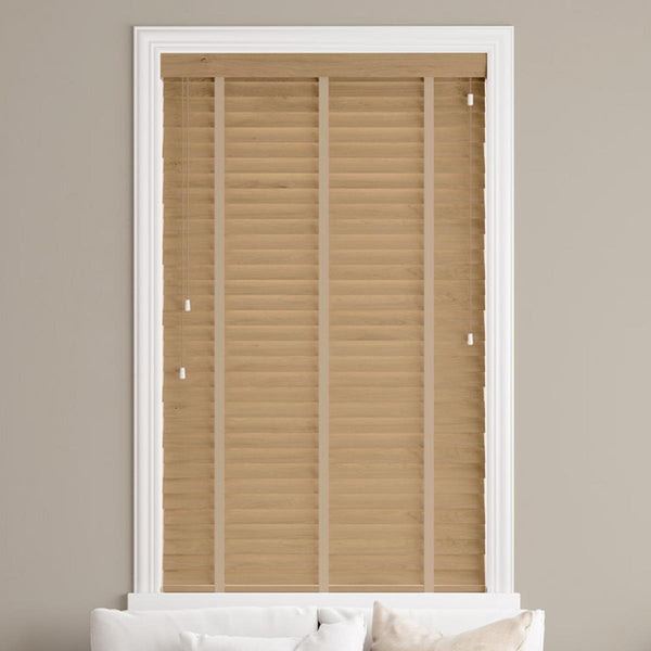 Sunwood Wood Tawny Made to Measure Venetian Blind with Hessian Tapes - Ideal