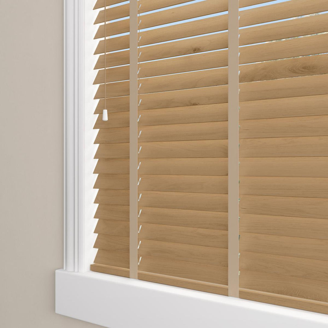 Sunwood Wood Tawny Made to Measure Venetian Blind with Hessian Tapes - Ideal