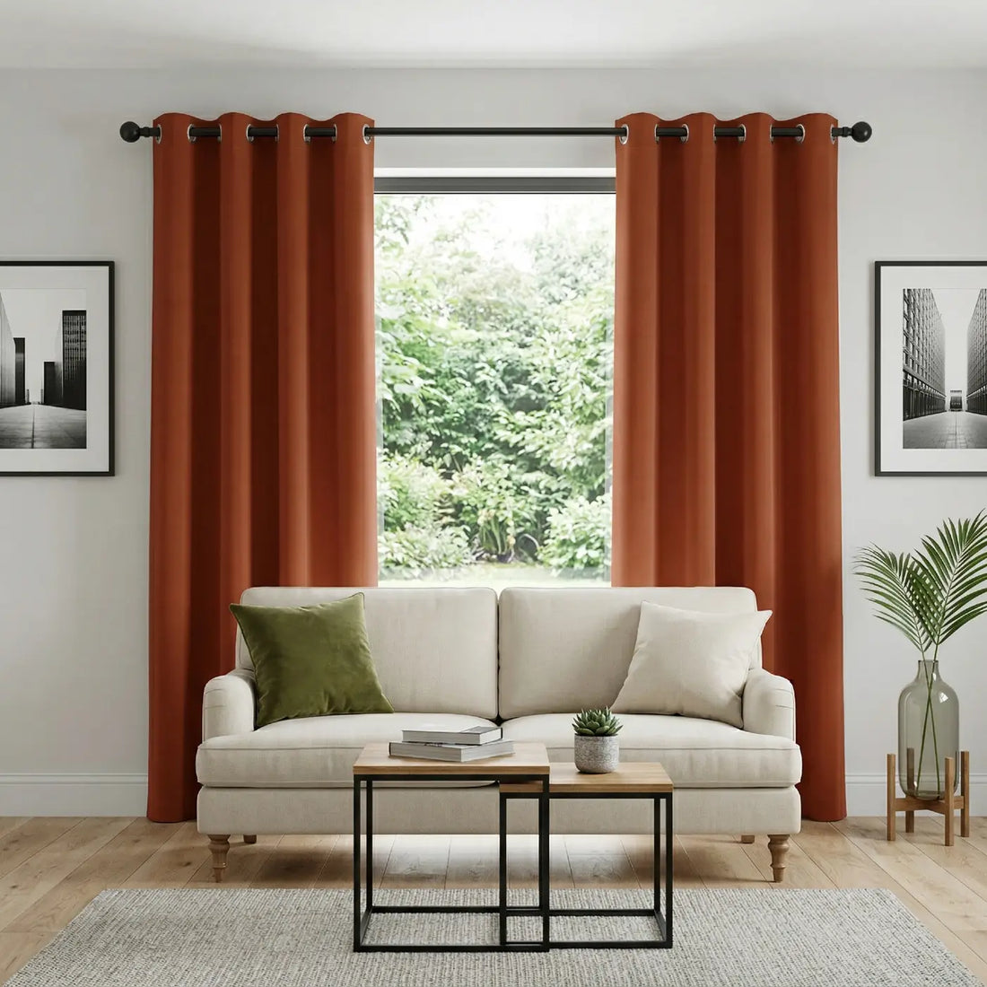 Supersoft Dim Out Lined Orange Thermal Eyelet Curtains