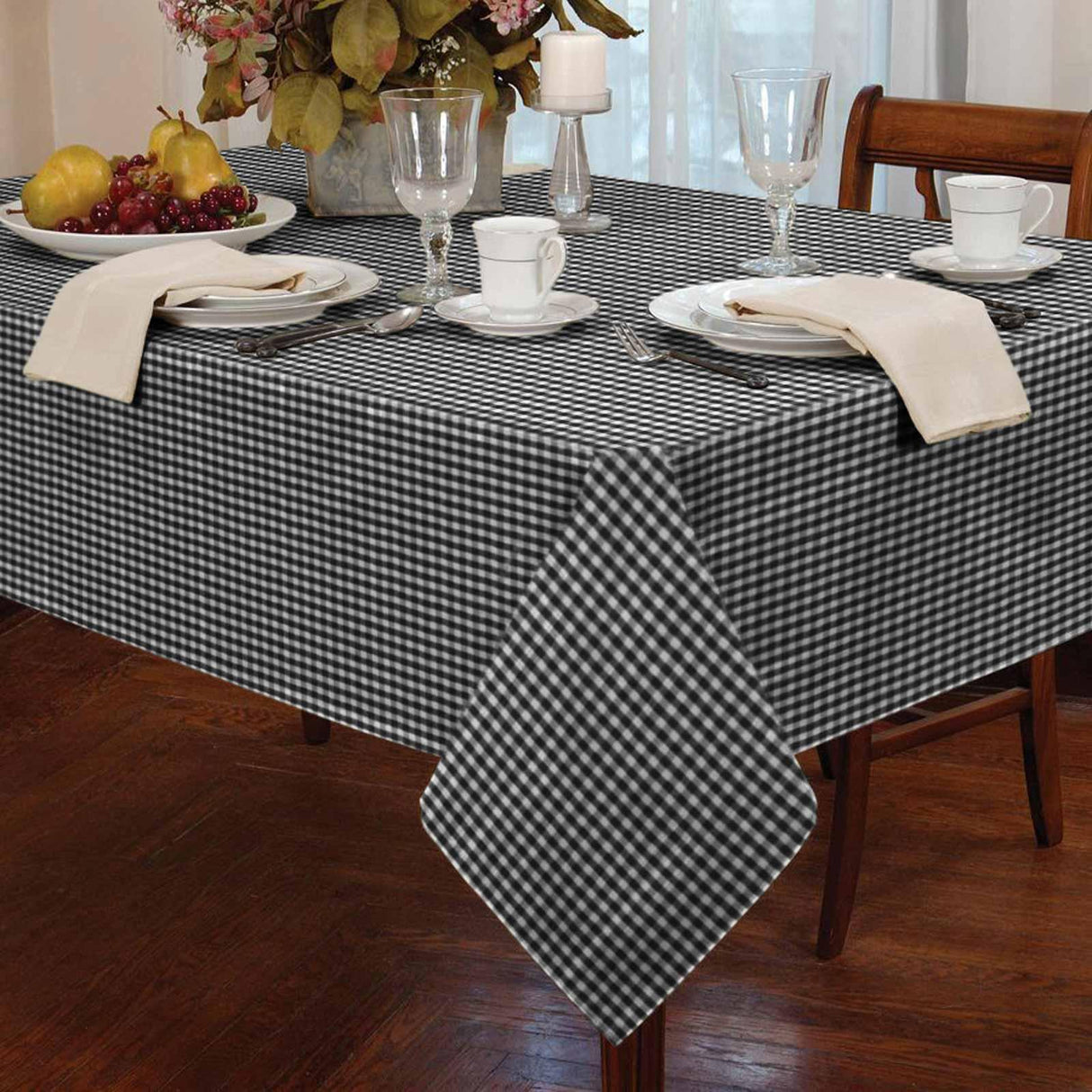 Gingham Check Black Kitchen Textile