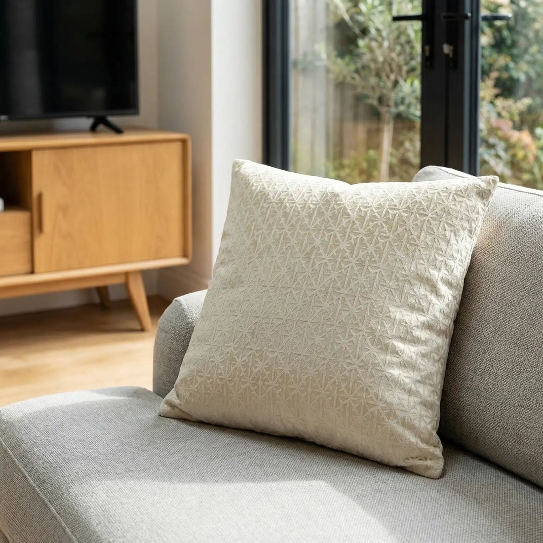 Temple Velvet Cream Cushion Cover 45cm x 45cm