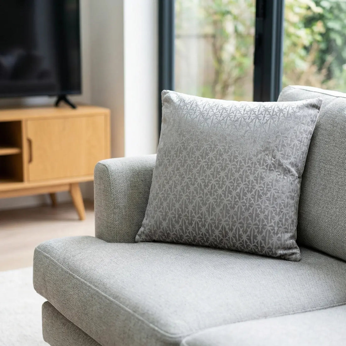 Temple Velvet Silver Cushion Cover 45cm x 45cm