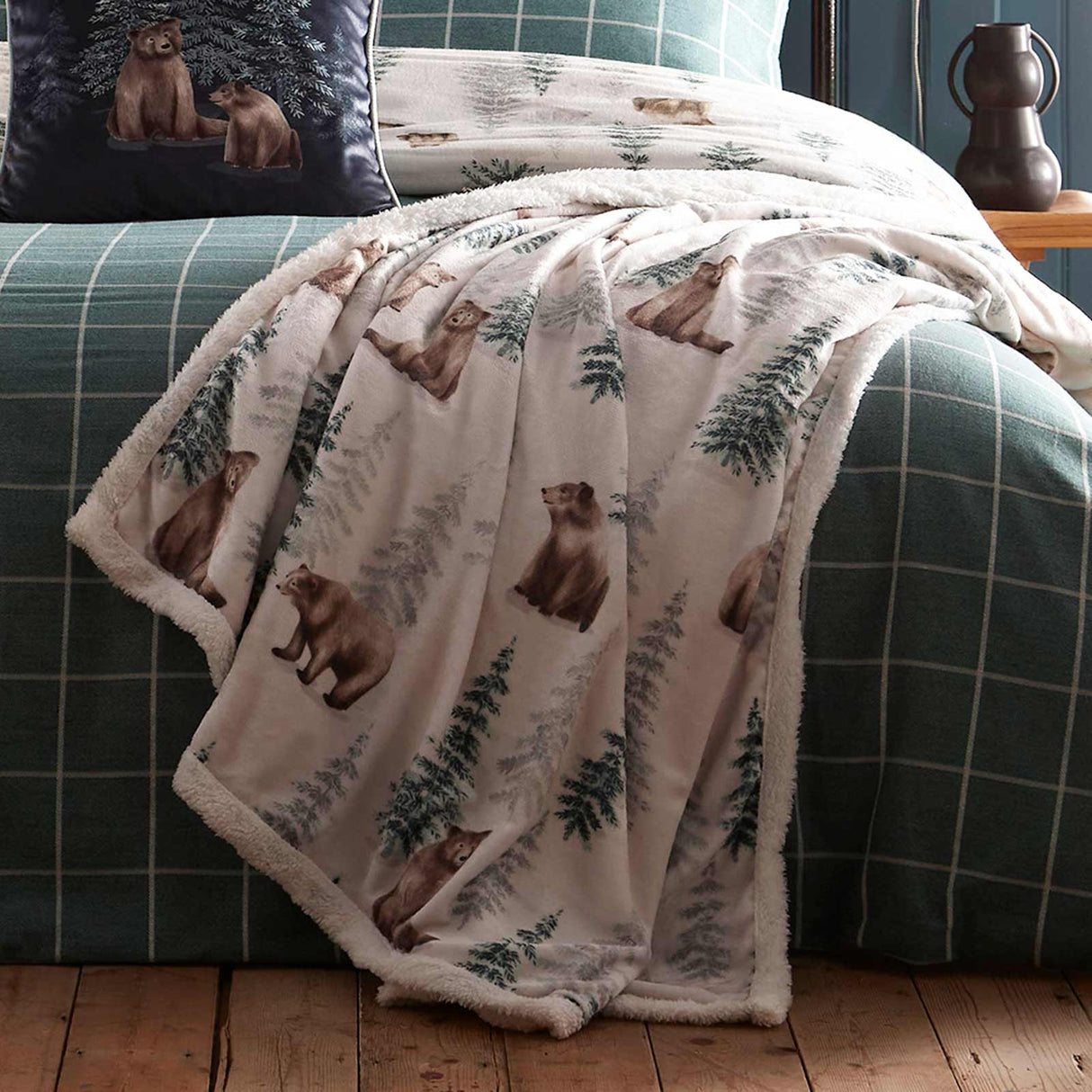 Bear Walks Fleece Throw by Dreams & Drapes Lodge
