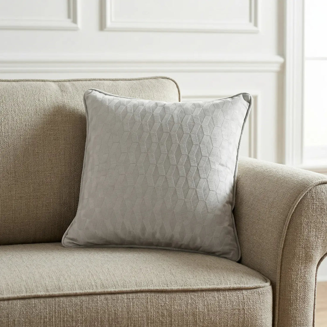Tokyo Embossed Geometric Grey Cushion Cover 17x17" 43x43cm
